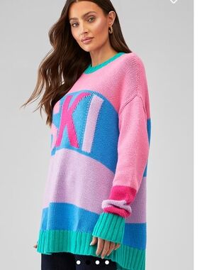 Show Me Your MuMu Pink, Blue, Lavender & Teal Oversized Knit Sweater Size Medium